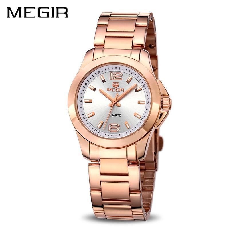 Luxury Gold Rose Women Watches Elegant Modern Waterproof Analog Wristw ...